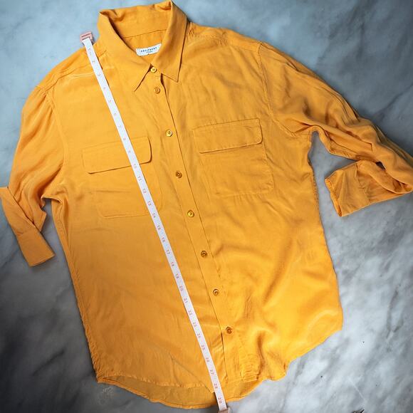 🌼 Equipment Femme Marigold Silk Blouse – Size S – Long Sleeve, Button-Down - Picture 3 of 5
